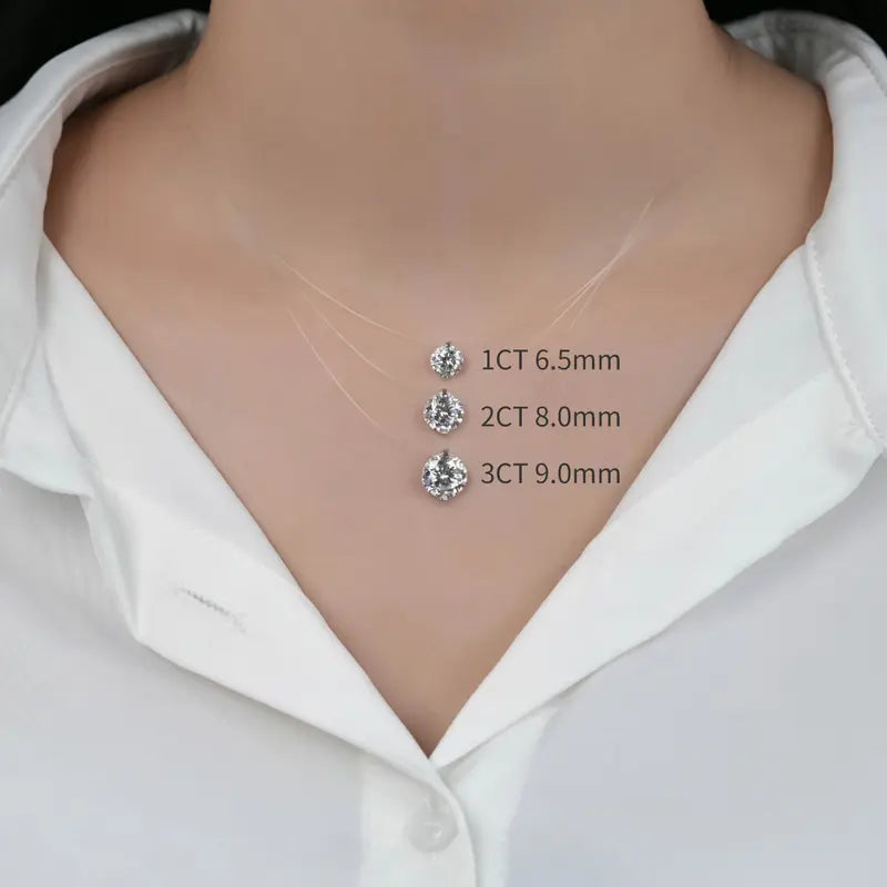 S925 1 3 Carat Moissanite Invisible Necklace