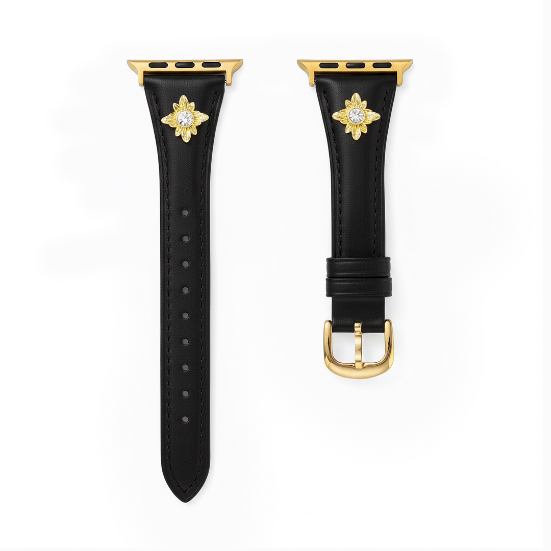 Elegant Leather Floral Apple Watch Bands for Women