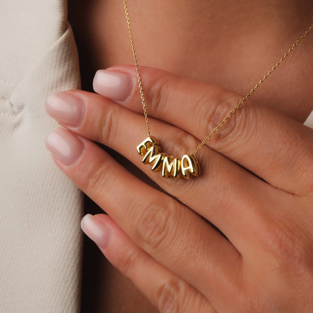 Curved Bubble Letter Necklace
