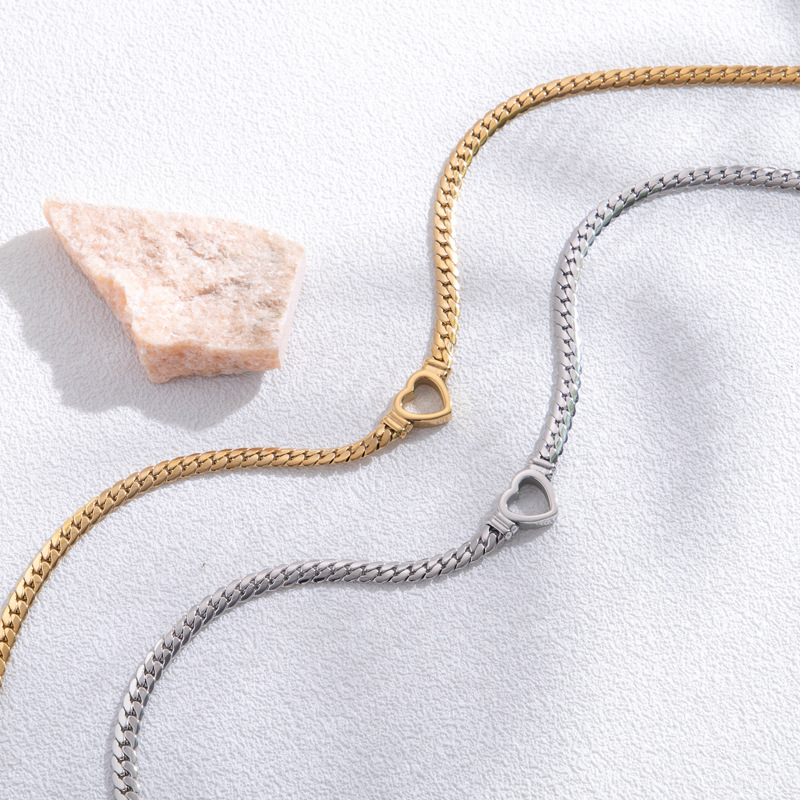 Gold Hollow Heart Bracelet Open Heart Bracelet