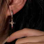 Load image into Gallery viewer, Dainty Colorful Gem Set Cross Earrings

