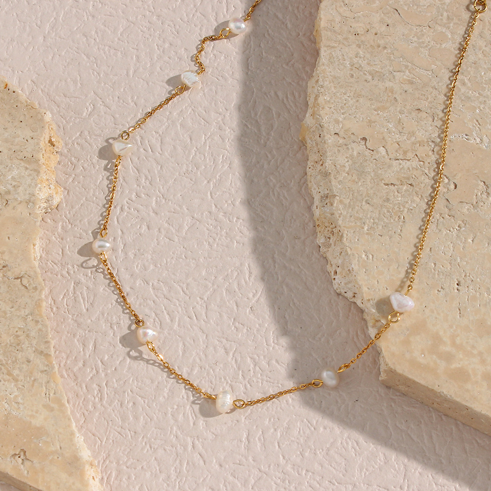 Gold Pearl Necklace Everyday Necklace
