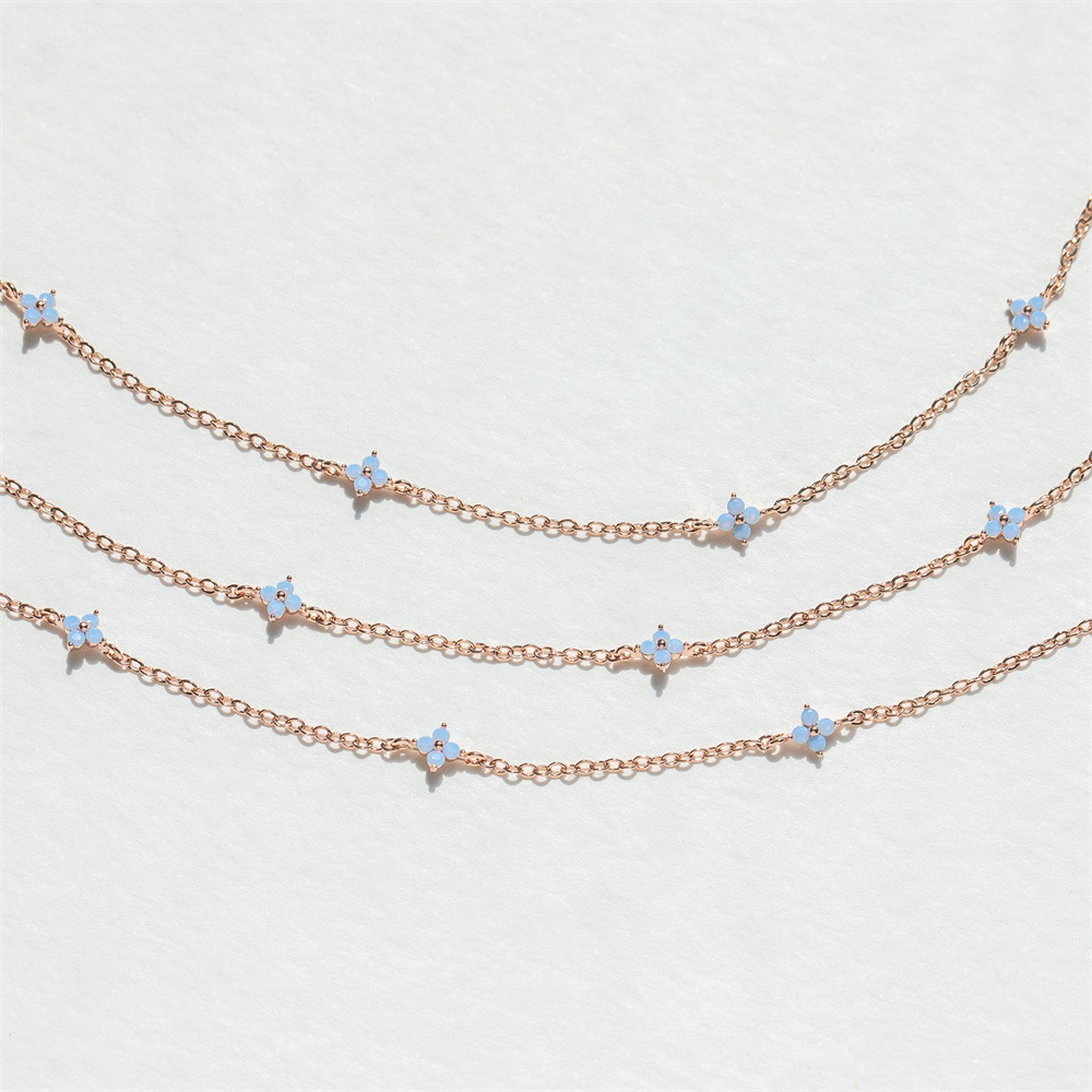 Clover CZ Flower Inlay Necklace
