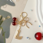 Load image into Gallery viewer, Bubble Initial With Bow &amp; Cherry Charms Keychain
