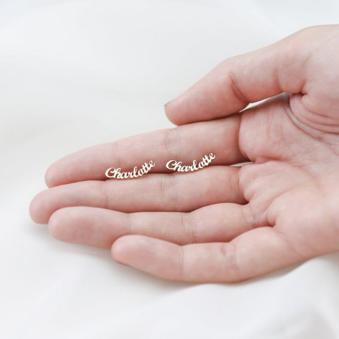 Custom Name Stud Earrings Minimalist Earrings