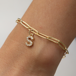 Load image into Gallery viewer, Dainty Paperclip Letter Initial Bracelet
