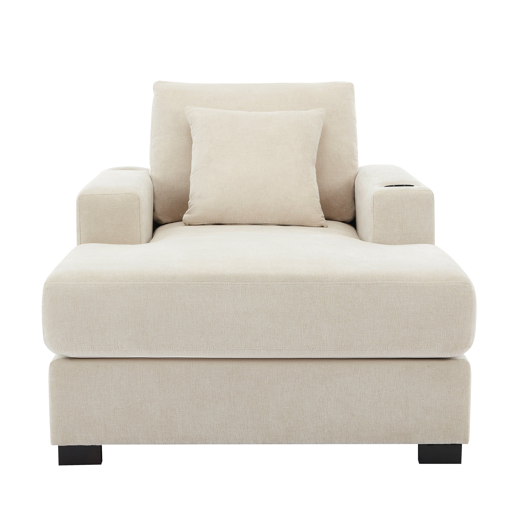 39.7" Cream Oversized Chaise Lounger