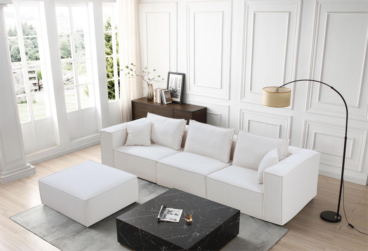 Modern Minimalist Modular Sectional Sofa Set in White