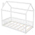 White Twin House Toddler Floor Bed with Guardrails and Slats