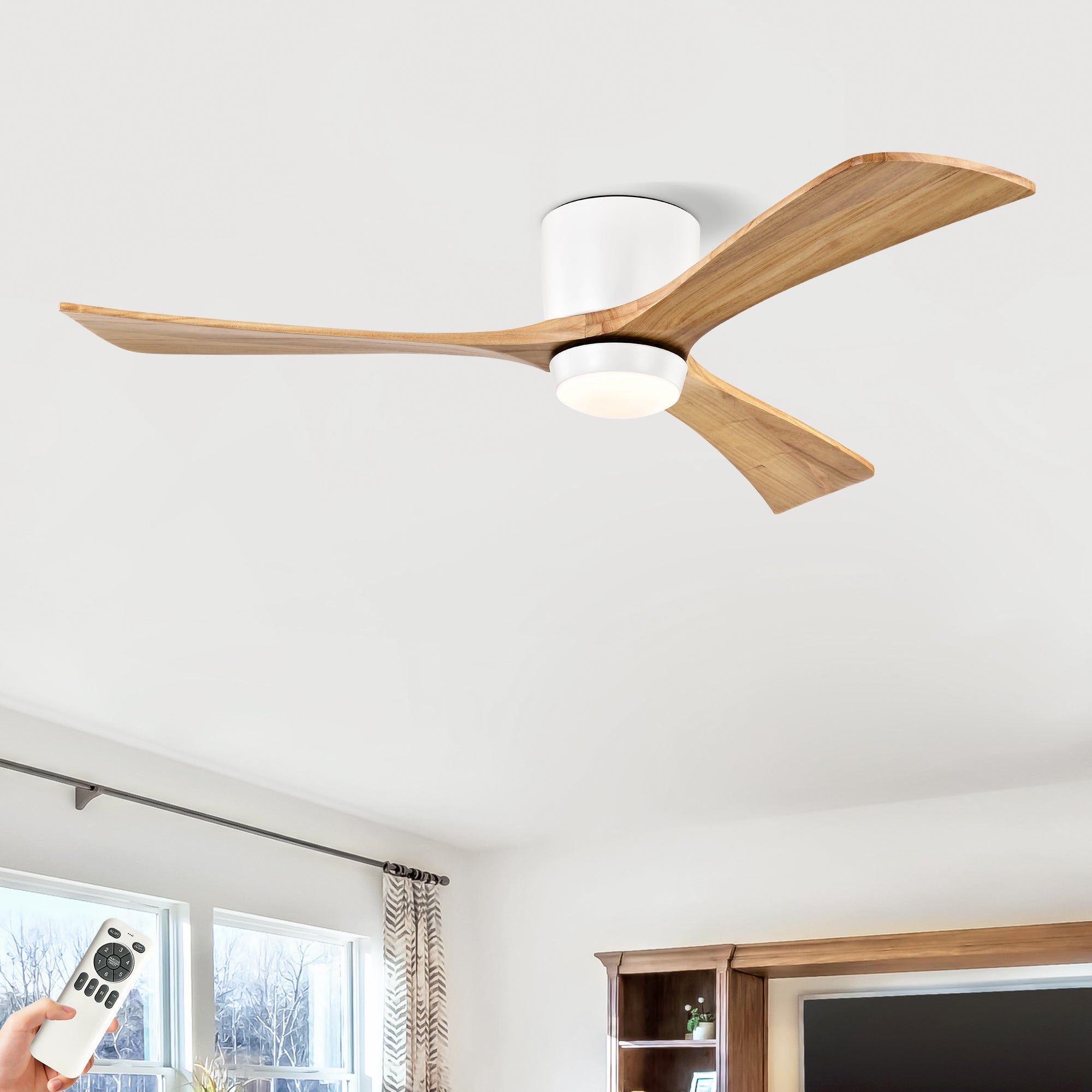 52" Nordic Inspired White Ceiling Fan with Light