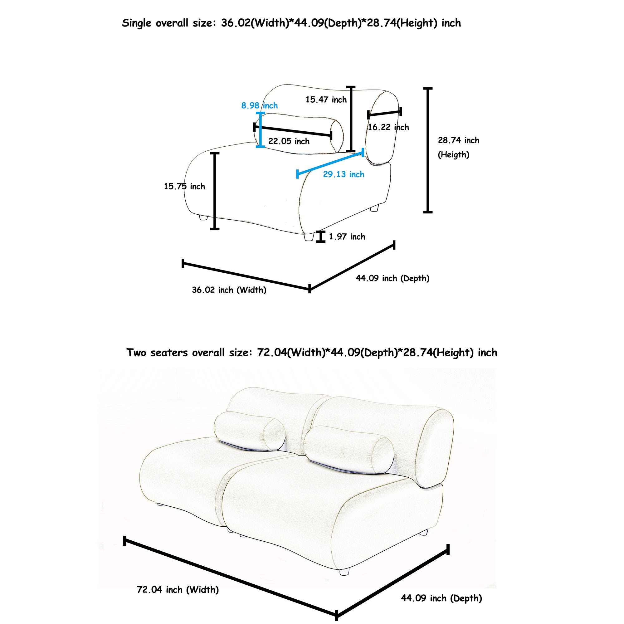 4-Seater Modular Chenille Sofa In Versatile & Comfortable Green With Cylindrical Pillows