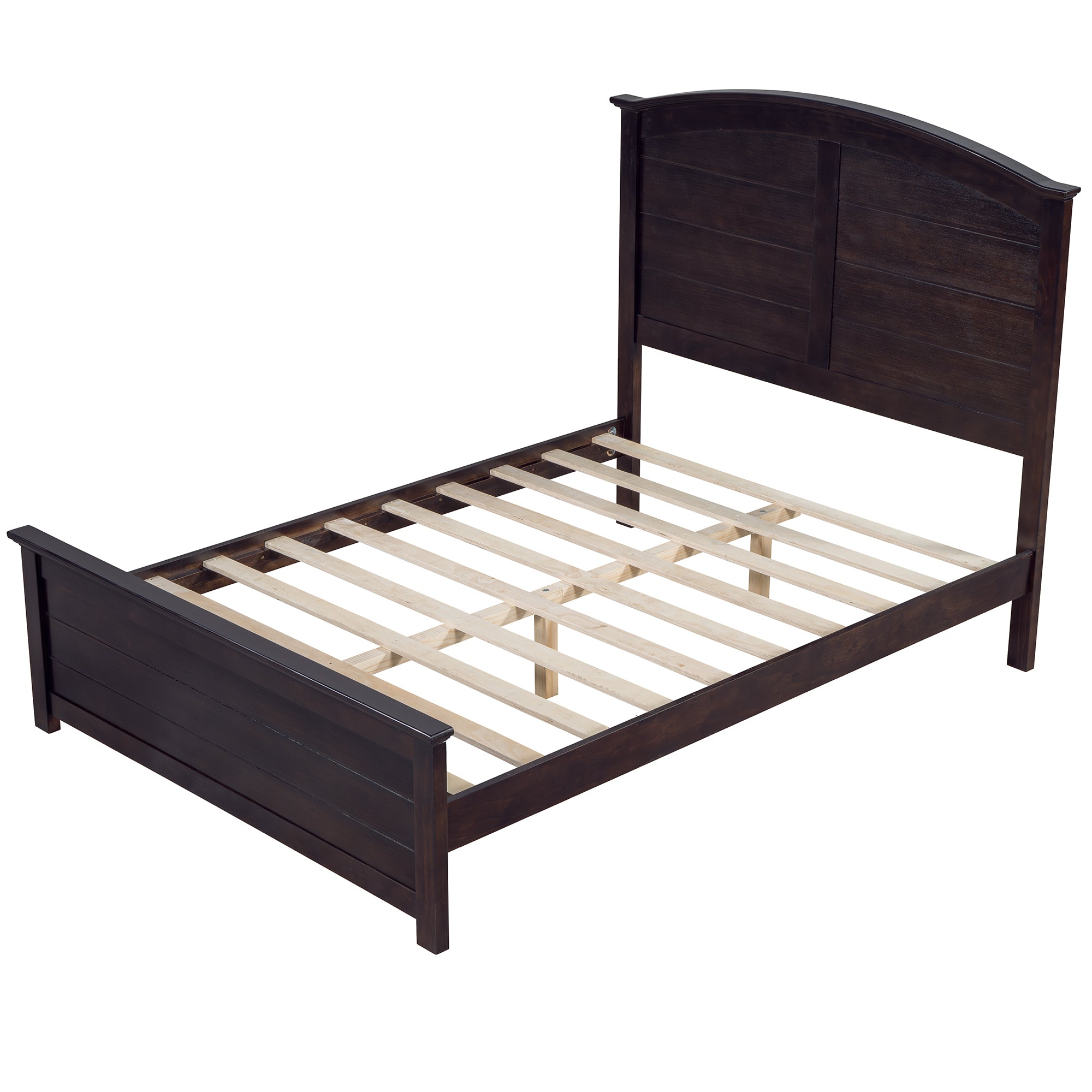 Farmhouse-Style Full Size Pine Wood Bed in Espresso