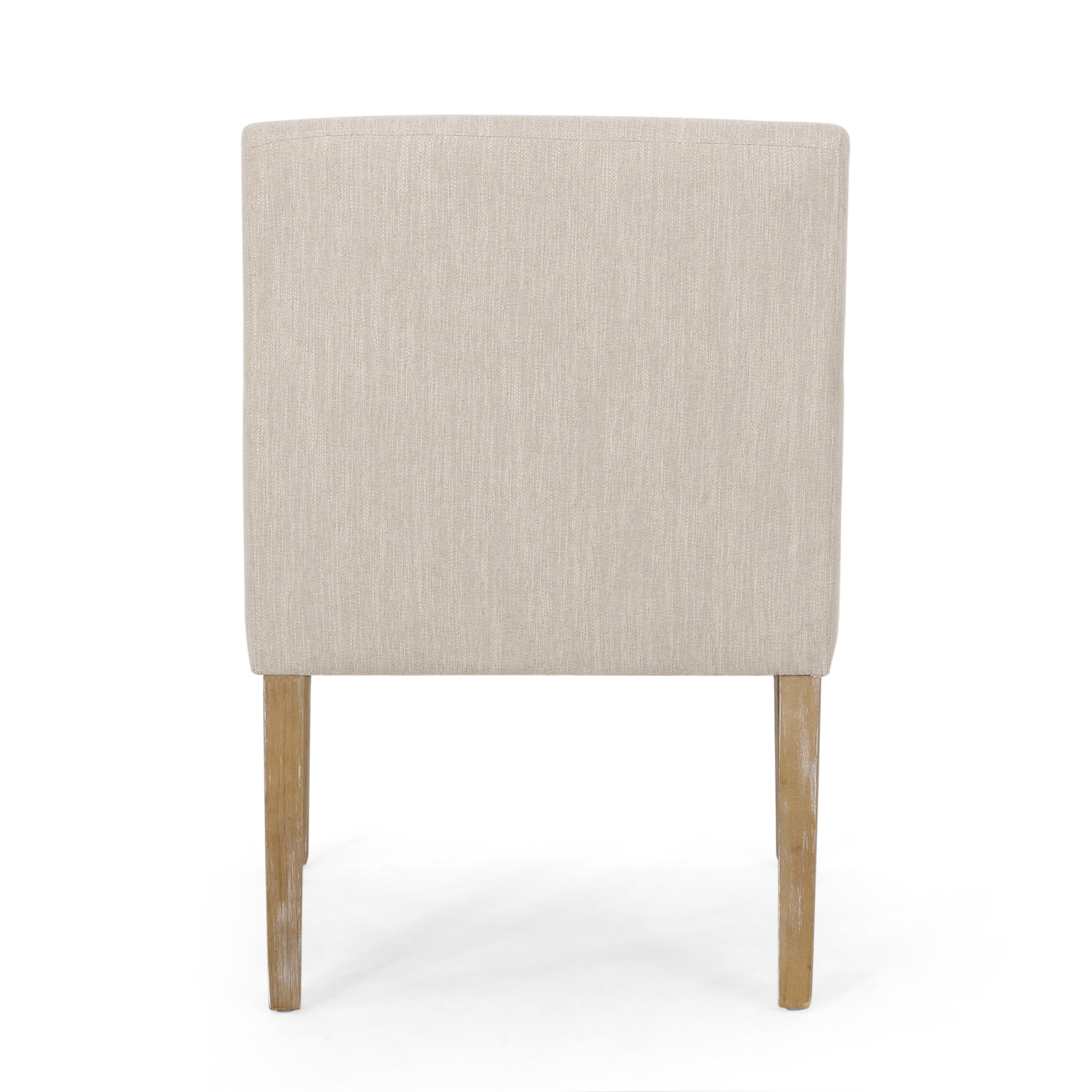 Beige Brown Fabric Armchair with Rubberwood Legs