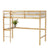 White Oak Twin High Loft Bed with Desk, Rubber Wood Frame