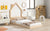 Natural Tone Twin House-Shaped Headboard Bed with Handrails