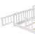 Twin House-Shaped Bedside Toddler Floor Bed with Guardrails, Slats & Door