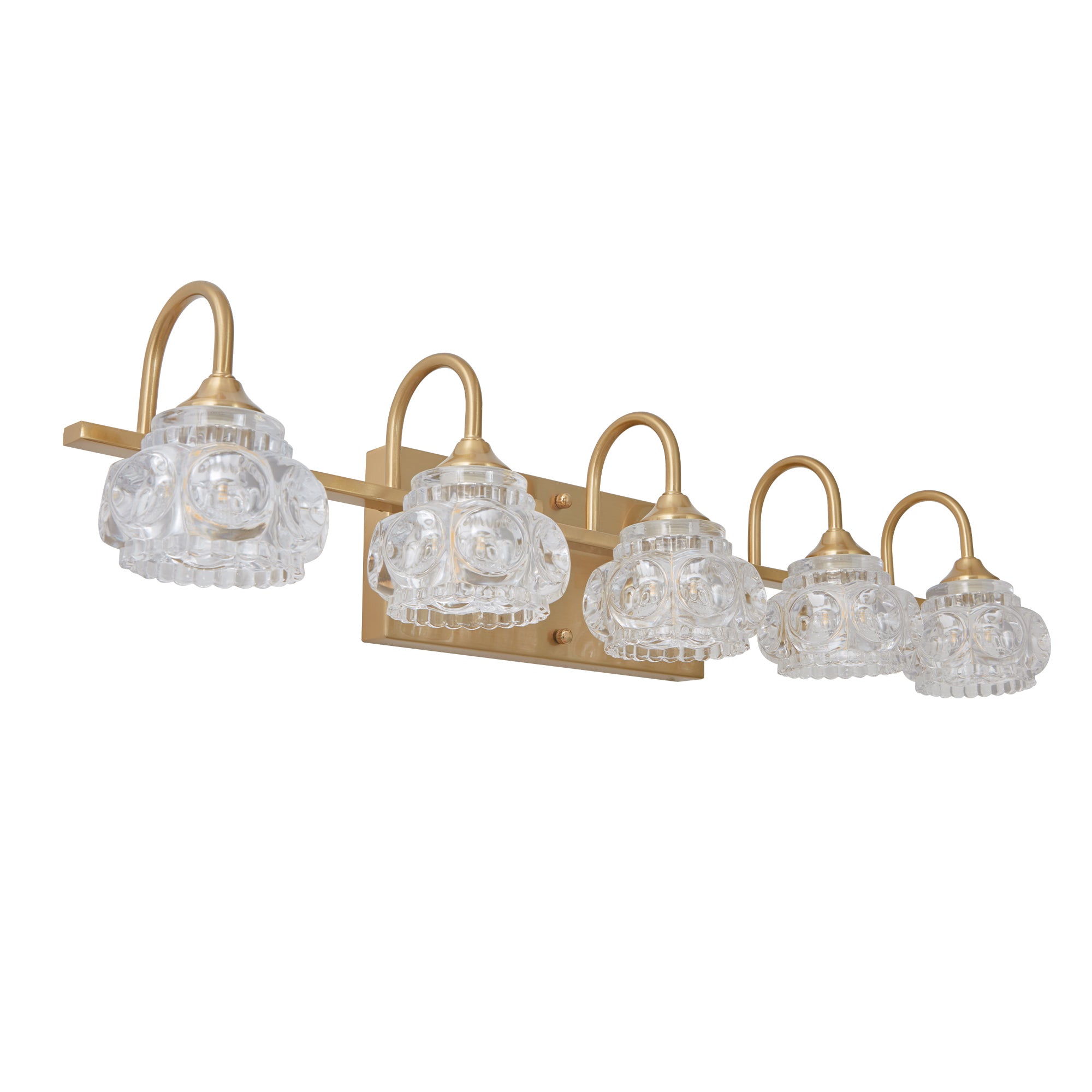 Aestin's 5-Light Golden Wall Sconce with Clear Glass Shade