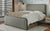 Gray Modern Full Metal Bed Frame with Fabric Headboard and Footboard