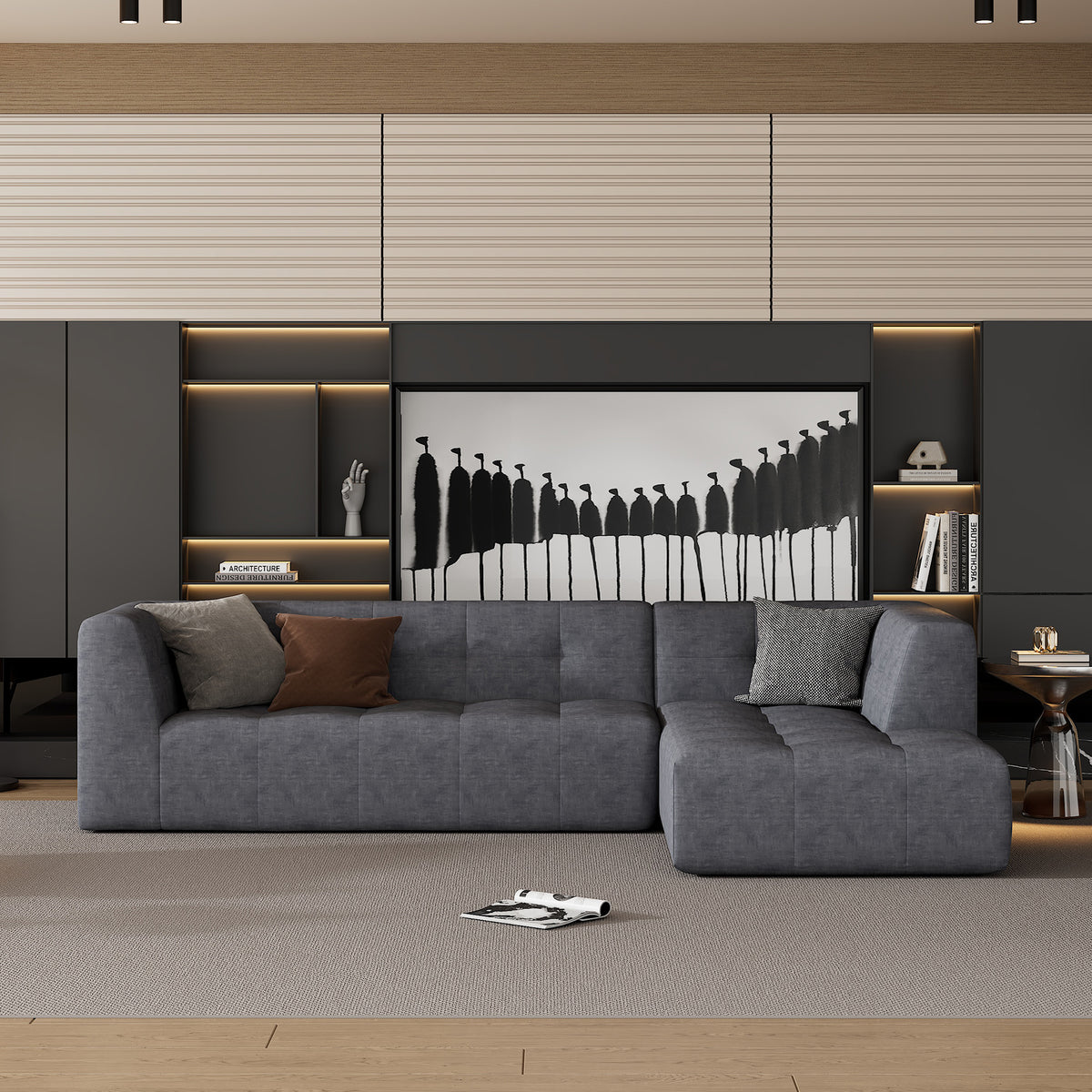 Mombasa 3-Seat Compressed Sofa in Dark Grey