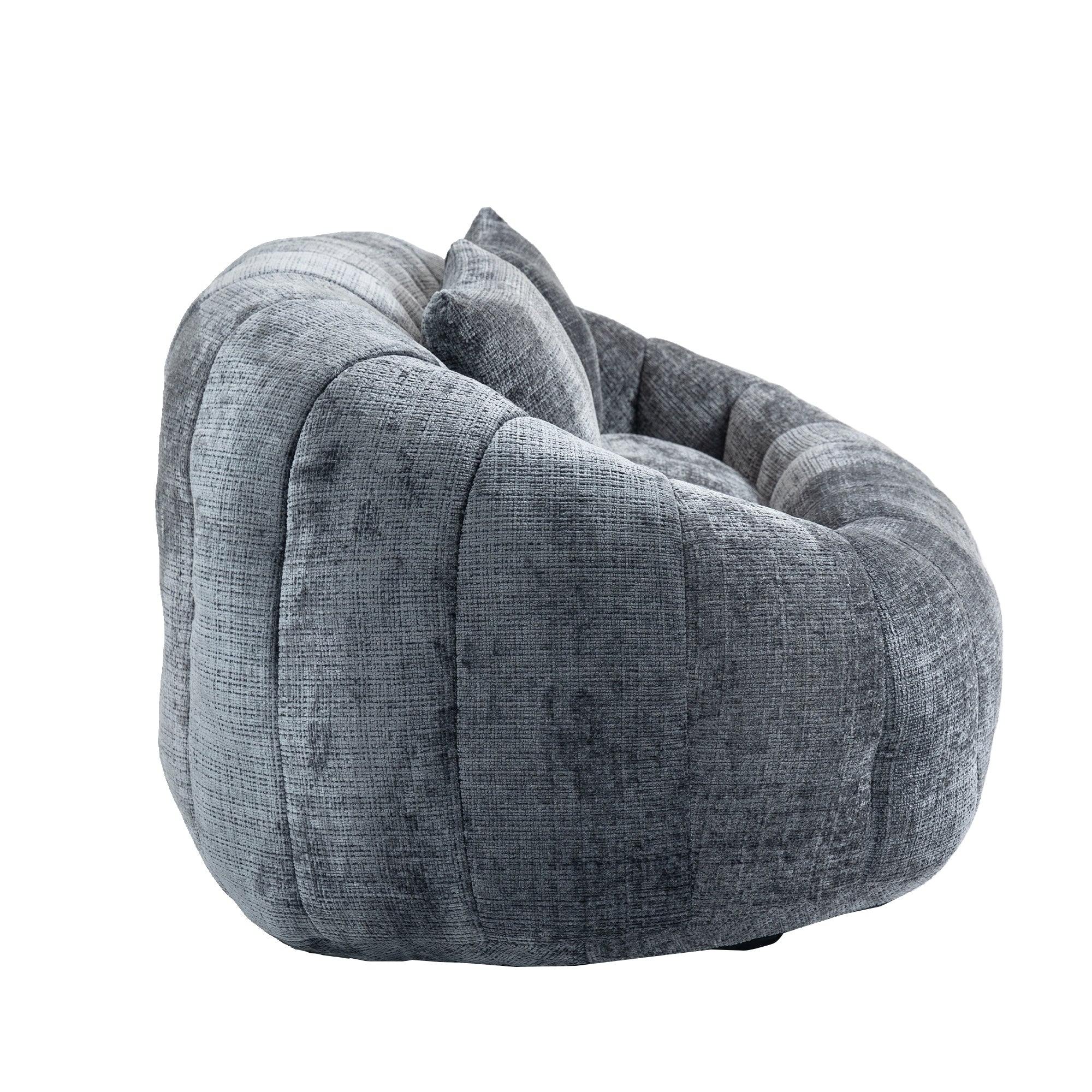 Gray Chenille Bean Shape 2-Seater Lazy Sofa