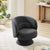 360 Degree Swivel Sherpa Accent Chair, Modern Barrel Chair with Toss Pillows, Dark Grey, Ideal for Home Office, Living Room, Bedroom