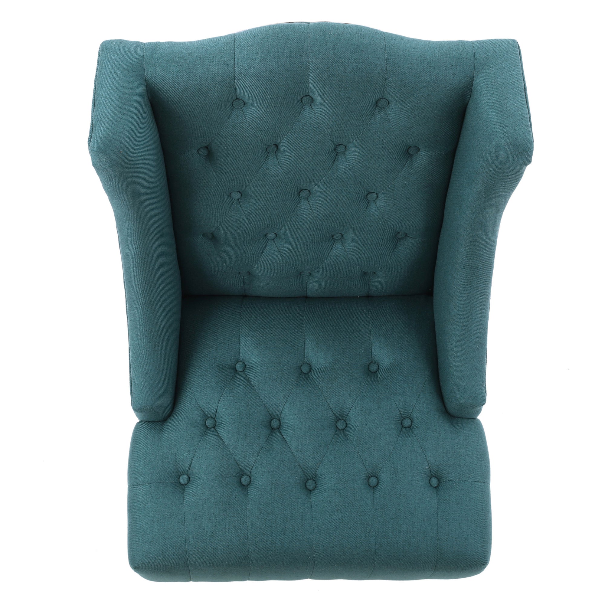 Upholstered Wingback Accent Chair In Teal Fabric