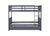 Dark Gray Full Over Full Rubber Wood Bunk Bed with Trundle, Ladder, and Guardrails