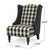 High-Back Fabric Club Chair, Black Checkerboard & Dark Charcoal, 28D x 33W x 38H Inch