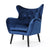 Stylish Arm Chair Upholstered In Navy Blue Velvet