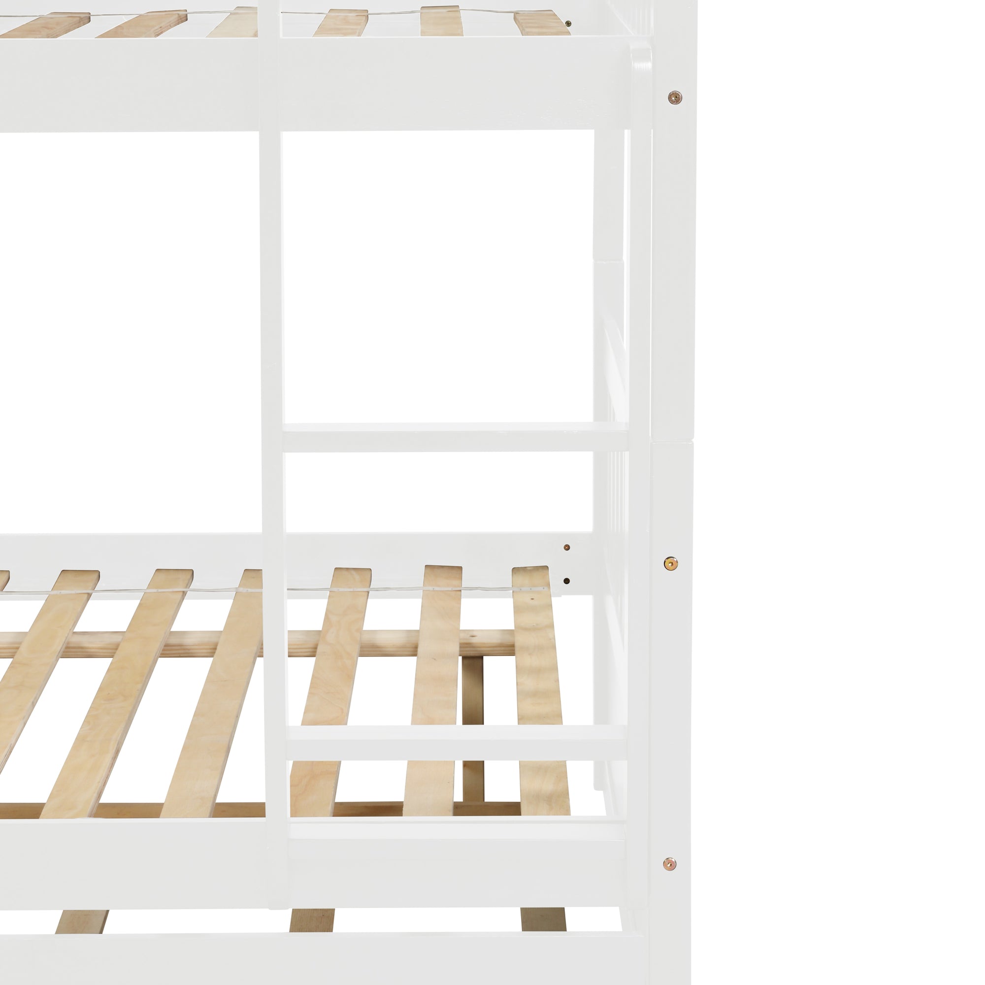 Convertible White Full Over Full Bunk Bed with Trundle