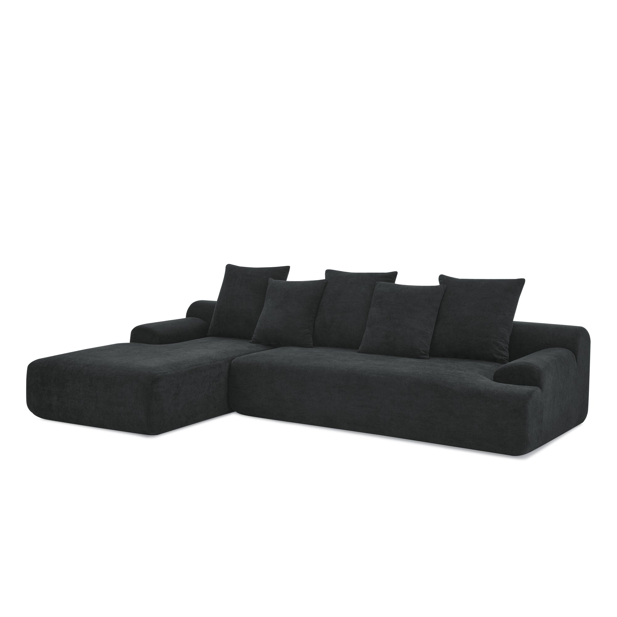 Durban 4-Seat Velvet Modular Sofa in Black