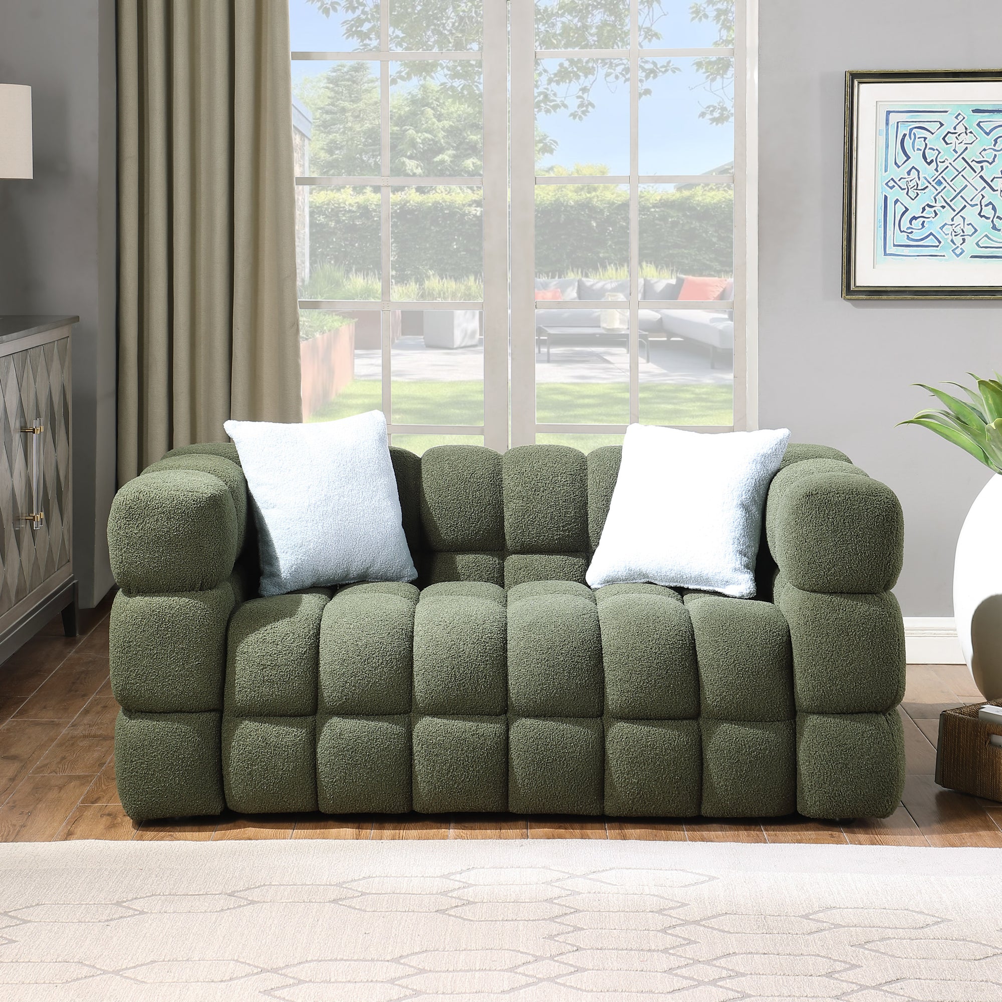 Timimoun Boucle Sofa in Olive Green