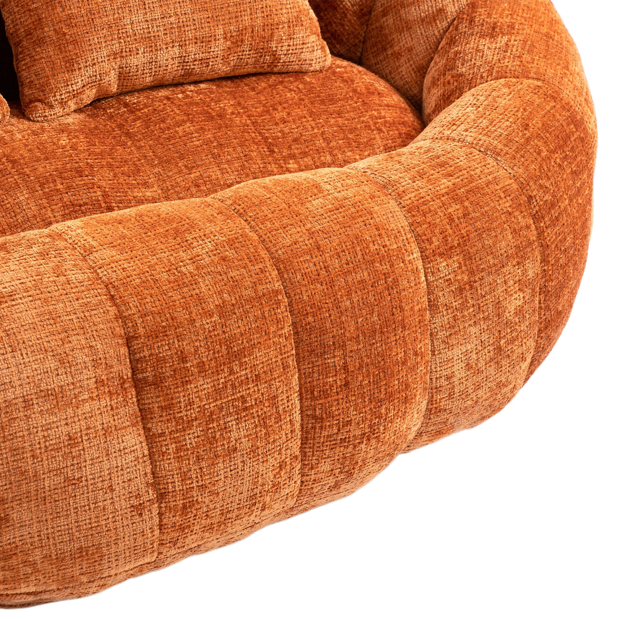 Comfortable High-Back Bean Bag Couch in Orange Chenille