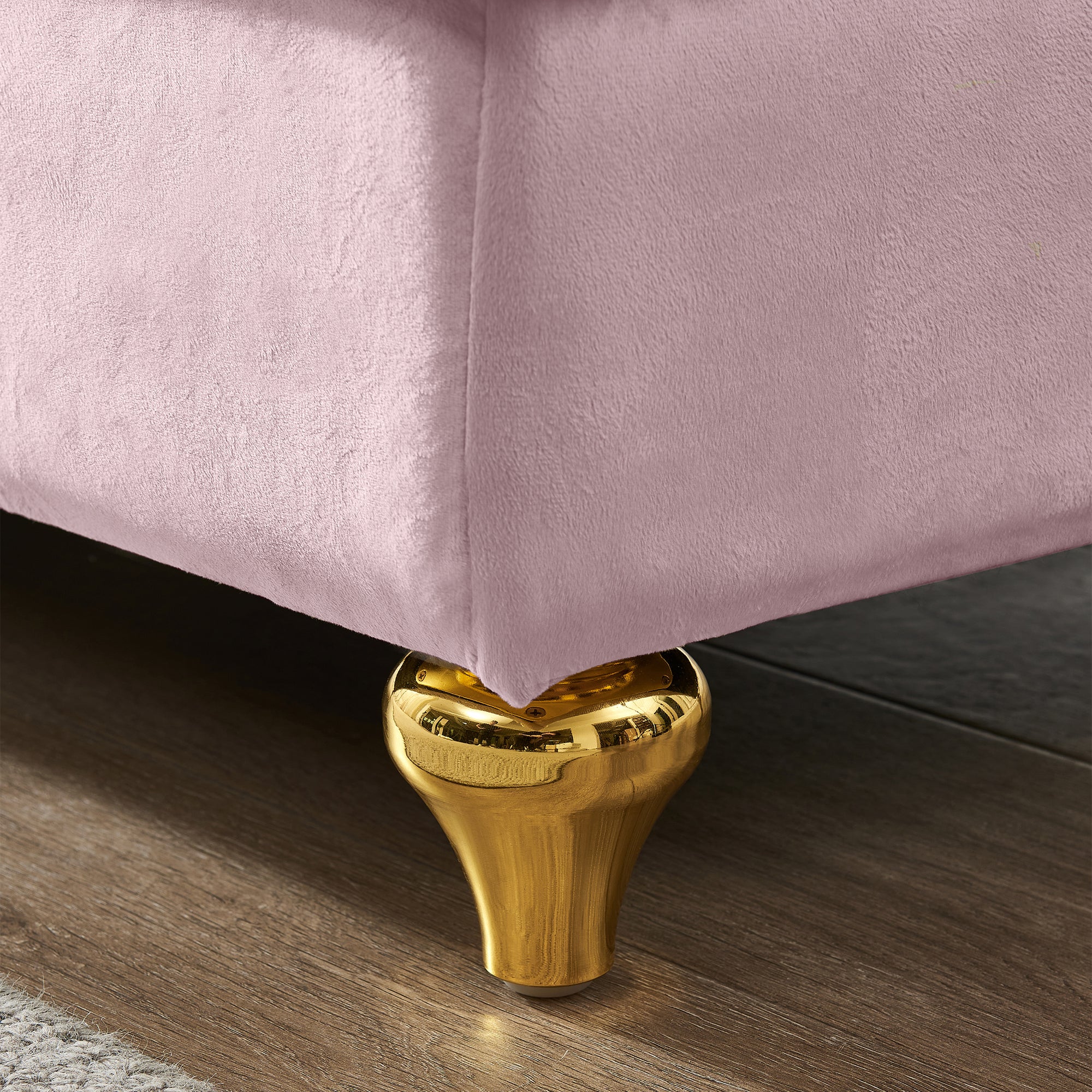 Modern Pink Velvet Chaise Lounge With Storage Compartment