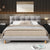 Full Size Upholstered Platform Bed Frame with Cookie-Shaped Headboard Easy Assembly Soft Chenille In Grey