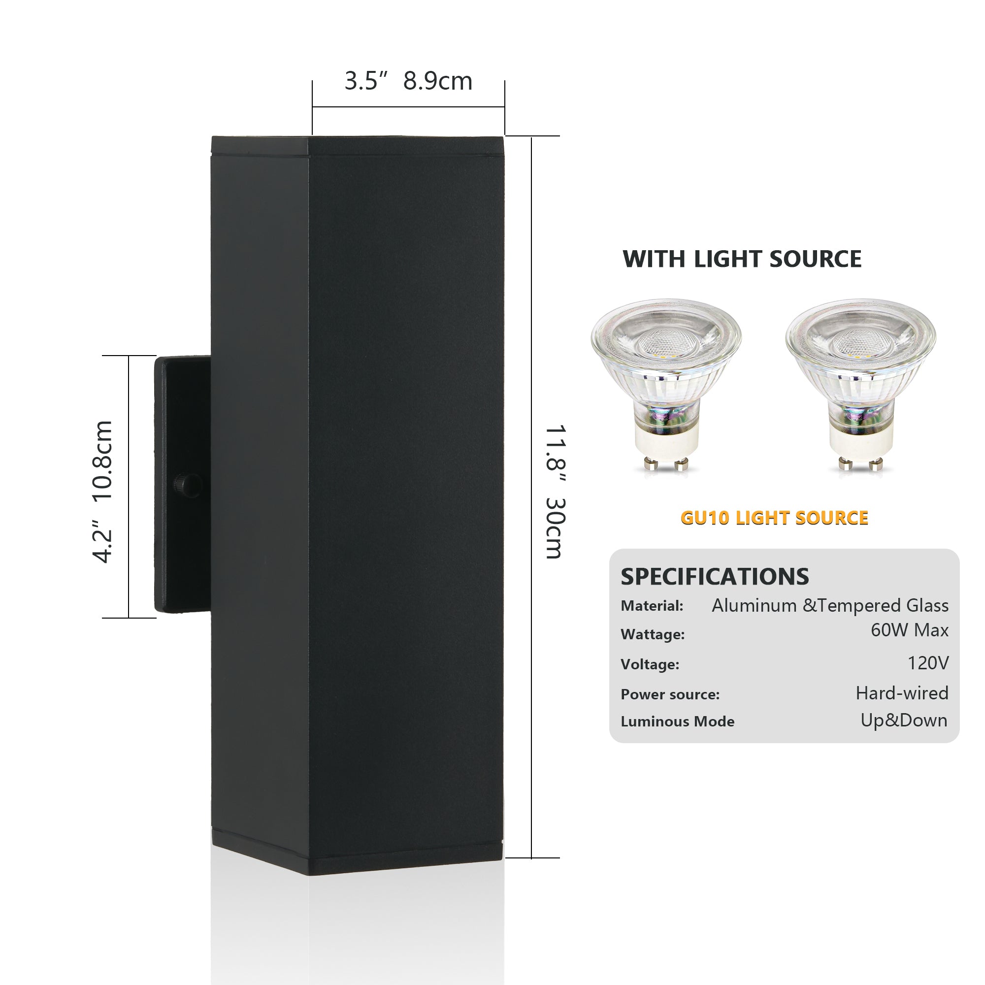 Weatherproof Black Aluminum 2-Pack Modern Outdoor Wall Sconce