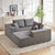 Modern Corduroy Upholstered Sectional Sofa Couch Set With Modular Design And Five Pillows For Customizable Comfort In Grey