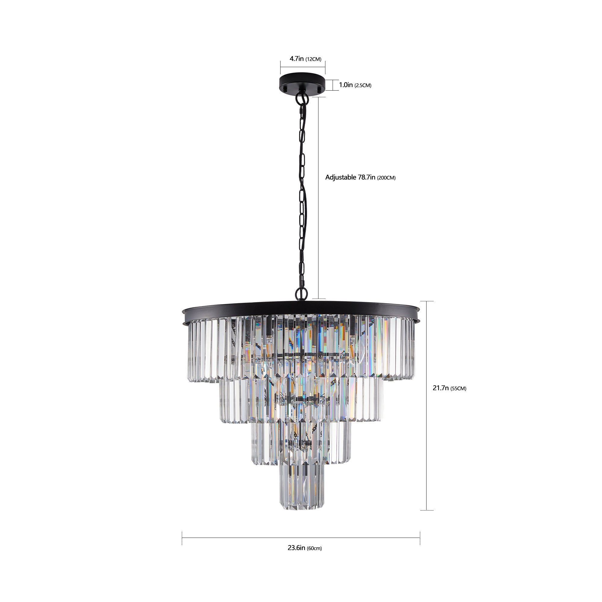 Contemporary Black Modern Crystal Chandelier