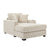 Cream Chenille Oversized Chaise Lounger With Built-In Charge Station & Cup Holders