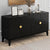 4-Door Sideboard Storage Cabinet with Gold Handles and Adjustable Shelf for Living Room and Dining Room In Black