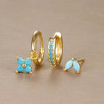 Load image into Gallery viewer, 3pc Dainty Floral Huggie Whale Earrings Set
