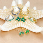 Load image into Gallery viewer, 3pc Dainty Floral Huggie Whale Earrings Set
