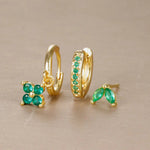 Load image into Gallery viewer, 3pc Dainty Floral Huggie Whale Earrings Set

