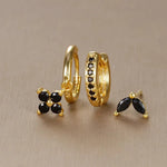 Load image into Gallery viewer, 3pc Dainty Floral Huggie Whale Earrings Set
