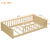 Natural Finish Twin Toddler Floor Bed with Built-in Book Storage Rack