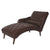 Dark Brown Faux Leather Chaise Lounge Arm Chair with Tufted Backrest and Pillow