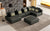 Casablanca Modular Sectional Sofa with Movable Ottoman in Black Palomino