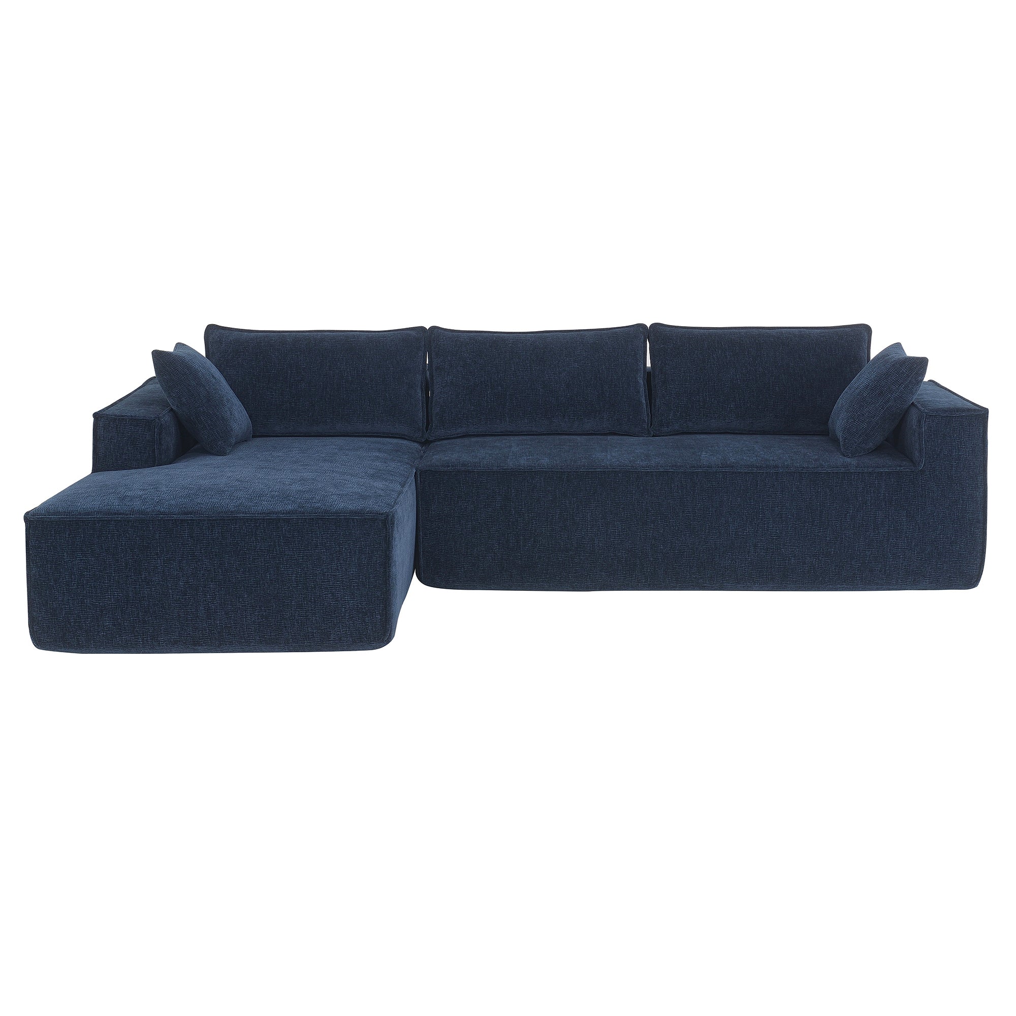 Cairo 4-Seat Modular Wrinkle-Resistant Chenille Sofa in Dark Blue