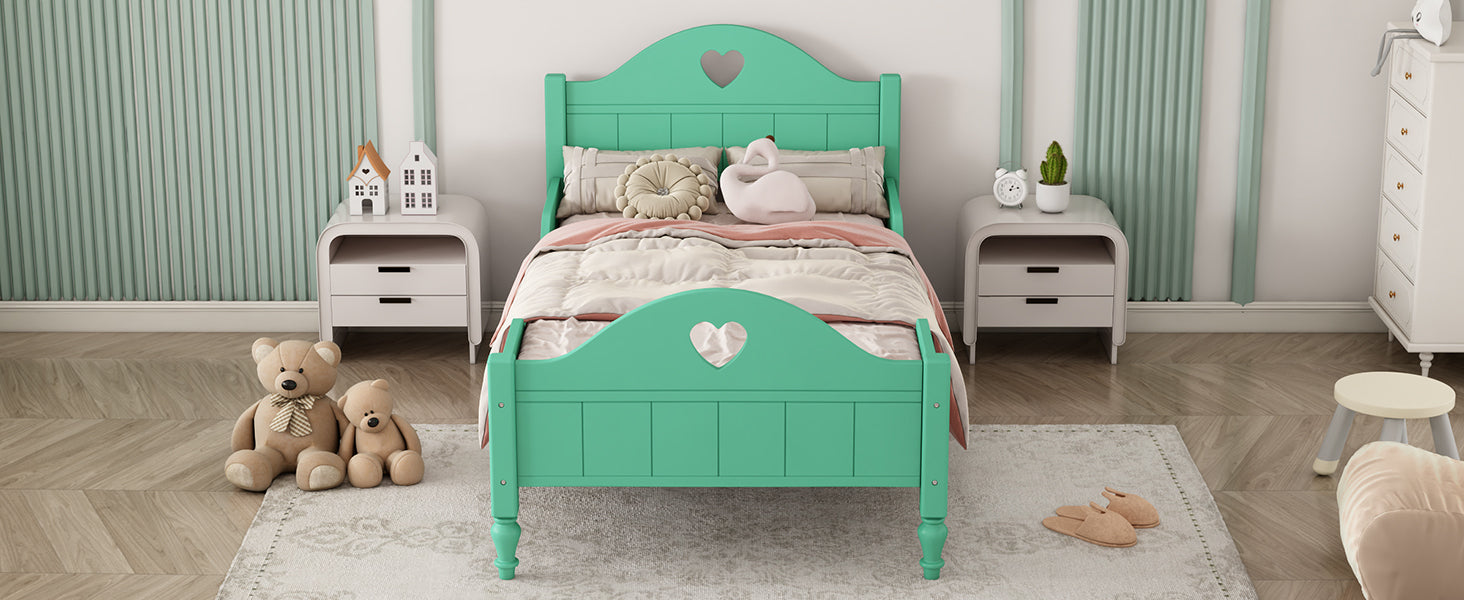 Seasoft Green Twin Macaron Toddler Bed Frame with Safety Rails