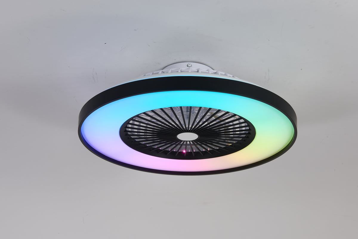 Aestin&#39;s 23.2-Inch Black and White Ceiling Fan Light with LED RGB